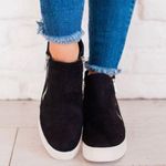 Micro Suede Hidden Wedge Sneaker Black Size 6 Photo 3