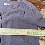 Garnet Hill  Blouse Gray Button Front Long Sleeves Tie Detail Cotton Womens 00 Photo 3