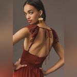 Anthropologie NEW  Lace Mix Jumpsuit Sleeveless Wide Leg Open Back Tie Brown 14 Photo 3