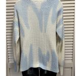 Rue 21 Cream/Blue Tie Dye Sweater Long Sleeve Size Medium Chunky Knit Side Slits Photo 3