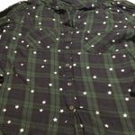 Rock & Republic Rock Republic FlannelShirt Women GreenPlaid Silver Star Long Sleeve Button Up XL Photo 1