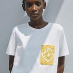 ZARA NWT Crochet Handmade Pocket Short Sleeve T Shirt Small Photo 0