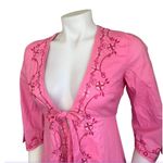Lilly Pulitzer  Pink Cover Up Robe Embroidered Open Tie Front 100%?Cotton Size XS Photo 3