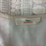 Hummingbird  Boho Crochet Bell Sleeve Button Front Tie Hem Top Small White Photo 5