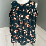 Sienna Sky  cold shoulder Hunter green floral blouse large Photo 2