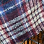Blanket Scarf Plaid Long Warp Shawls Tartan Knit Winter Warm Lattice Scarves Blue Photo 2