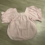 Beach Lunch Lounge Naomi Linen Flutter Sleeve Pink/White Top Size M Women Photo 3