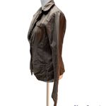 Khelf Brown with Red & White Pin Stripes Women's Long Sleeve Button Front Jacket Multiple Size M Photo 2