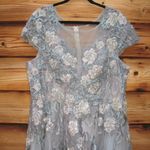 Mac Duggal 20294 Green Floral Embroidered Short Sleeve Gown Photo 10