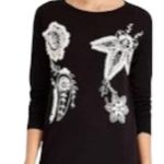 CHAPS Valley Inn Black floral embroidered sweater size lp Photo 1