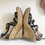 Ralph Lauren Lauren Ralph Lauren Wedge Sandals Sz 8 Womens Navy Gold Buckle Luxury Travel Photo 7