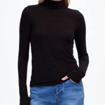 Madewell Wool-Blend Turtleneck Long-Sleeve Tee in Jet Black, Size X-Small Photo 0