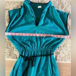 Vintage 70s 80s Teal Comma Print Dress w/ Double Rope Tie Belt quirky unique Blue Photo 6
