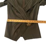 Tadashi Shoji  Womens Sz 4 Jeweled Brown Faux Wrap Taffeta Blouse Back Zip Photo 10