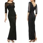 JS Collections New! Women's Soutache Embroidered Black Dress Gown 3/4 Sleeve Photo 1