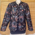 Blair VINTAGE floral tapestry open front jacket with a scalloped edge woman’s 10 Photo 0