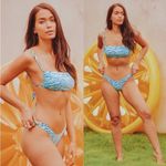 Lulus LULU’S Surf’s Up Mint Zebra Print Tie Back Bikini Photo 1