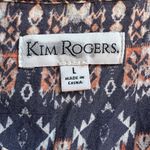kim rogers Womens Large Top Blouse 3/4 Sleeve Geometric Print Career Casual Photo 2