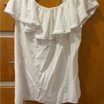 Faded Glory  White Ruffled Bib Collar Blouse Vintage Large Photo 1
