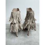 Vince Camuto Booties Size 5 Tan Suede Fringe Stiletto Heels Peep Toe Photo 6