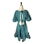 Peter Som  Collective Dress Womens 12 Green Puff‎ Sleeve Tie Fit And Flare Mini Photo 3