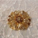 Lisner Designer Signed  Stunning Rhinestone Vintage Floral Flower Brooch Photo 3