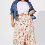 Torrid Maxi Swiss Dot Ruffle Hi-Low Skirt Cream / Floral Women’s size 4X Photo 14