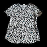 Scrubstar  Black and White Animal Print V-Neck Top Photo 0