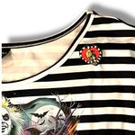 Beetlejuice W/ Pin Black & White Graphic Short Sleeve Shirt Dress 1XL Whimsygoth Size 1X Photo 1
