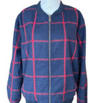 Old Navy NWT  Women Jacket Shell 44% Wool Navy Red lattice XL Photo 0