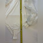 Elegant Bodysuit Women’s White Ribbed floral embroidered Gonza puff sleeves Photo 2