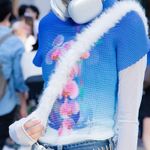 Gradient Orchid Print Pleated Top Blue Photo 0