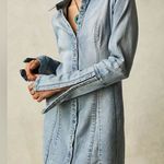 Free People  Thea Blue Denim Long Bell Sleeve Mini Dress Size Small Photo 0