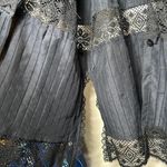 American Vintage Vintage 90s Black Boho Tunic Dress w/ Crochet Lace & Pockets Vintage Boho Black Photo 4