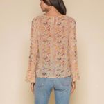Raga Norah Blouse XS Sheer Floral Metallic Gold Lurex Chiffon Lightweight Boho Photo 7