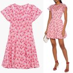 Monique Lhuillier ML  Gathered Embroidered Tulle Mini Dress Pink Floral Fit Flare Photo 2
