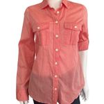 J.Crew Button Up Shirt size S Women Roll Tab Convertible Sleeves Red Coral NEW Photo 1