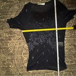 Rouge a Levres Women’s Size 44 M Navy Blue Sequin Embellished Mesh Sheer Top Size M Photo 8