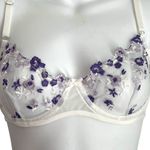 SheIn Floral Embroidered White Underwire Bra Medium Lilac Purple Photo 10