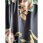 Black Floral Off Shoulder Ruched Side Flutter Boho Blouse Medium Top Shirt Rose Photo 4