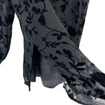 Jaclyn Smith  Classic Womens Black Silk Velvet Burnout Floral Button Top Size L Photo 4