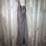 City Studio Size 1 Sleeveless 1 Shoulder Asymmetrical Maxi Evening Sheath Dress Silver Photo 2