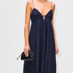 La Ligne Capucine Dress Navy Blue Medium Cotton Silk Midi Dress Photo 1