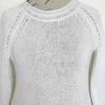 Loft Sweater Womens White Crochet Knit Size XS Long Sleeve Ribbed Solid Stretch Photo 5