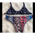 Blue‎ burgundy orange paisley bikini two piece set junior size M Blue Photo 2