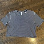 Lululemon All Yours Crop Tee size 12 like new Blue & White stripe Photo 1