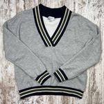 Evereve  Nova Varsity Stripe Sweatshirt EUC Small Gray/Green/Blue Photo 1