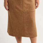 Max Studio A-Line Faux Suede Midi Skirt in Vicuna - Size - XS - NWT Photo 1