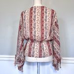 Anthropologie Allison New York Pink Floral Button Front Tassel Tie Blouse Small Photo 4