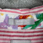 Chico's  Linen Stripe‎ Button Front Shirt Womens Size 12/14 Pink White Coastal Photo 6